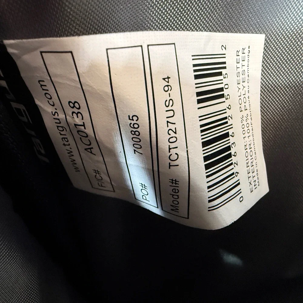 Targus Laptop Messenger Bag Unisex Black TCT027US-94 Padded Shoulder Strap 16in